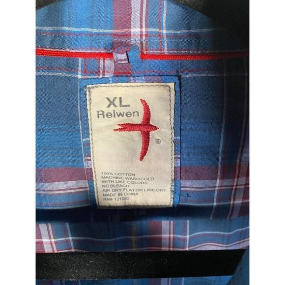 Relwin Men's Button-Down Shirt Check Multi-color Size XL - Picture 4 of 4